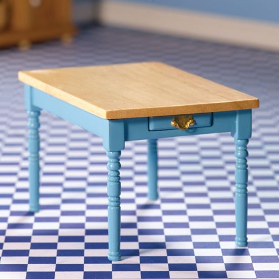 Blue Kitchen Table with Pine Top