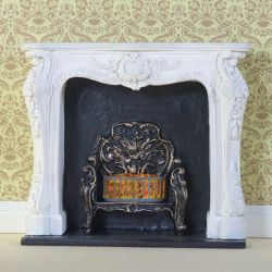 White Rococo Style Fireplace