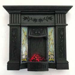 Dolls House Fireplace with Glowing Fire