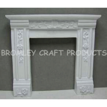 White Dolls House Fireplace with Ornate Detail