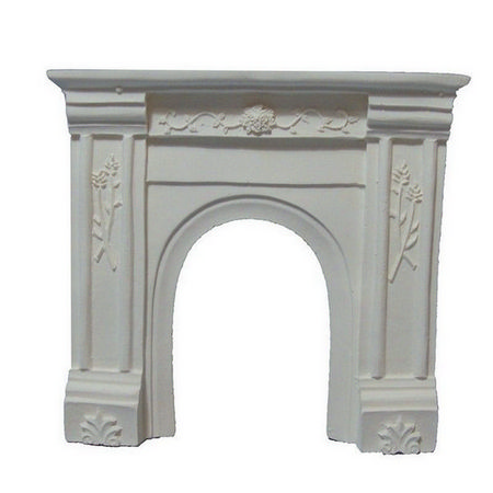 White Fireplace with Decorative Carving
