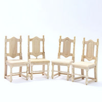 Set of 4 Dolls House Dining Chairs  - Plain Wood