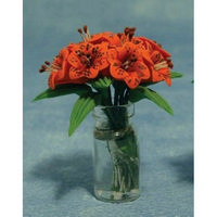 Miniature Orange Lillies in Clear Vase