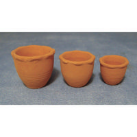 Terracotta Piecrust  Pots - Set of 3
