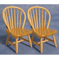 2x Pine Spindleback Chairs for Dolls House 1:12 Scale