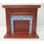 Mahogany Fireplace with Tiled Surround