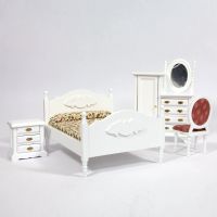 White Dolls House Bedroom Furniture Set