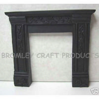 Black Dolls House Fireplace with Ornate Detail