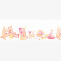Toybox Pink Dolls House Wallpaper Border
