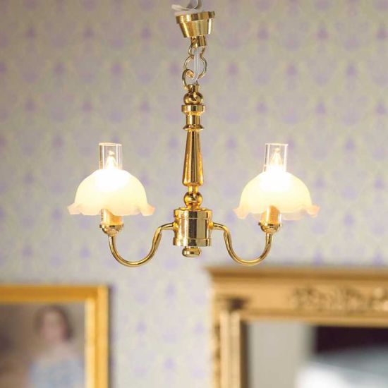 2 Arm Frosted Shade Chandelier