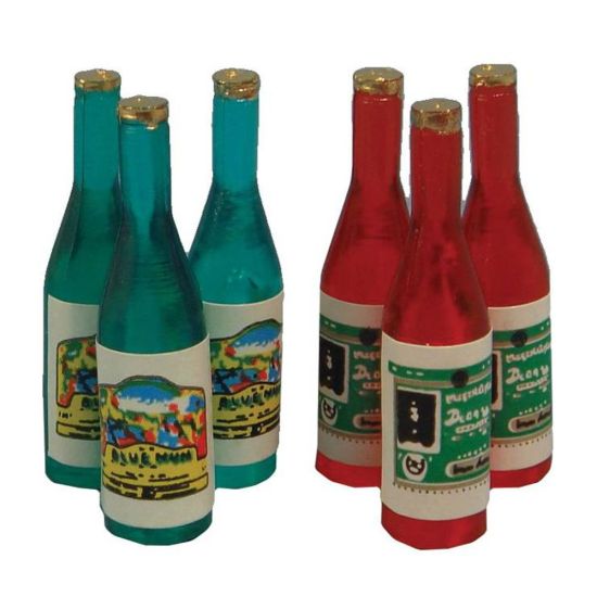 Miniature Coloured Bottles x6