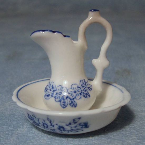 Jug & Bowl with Blue Floral Design