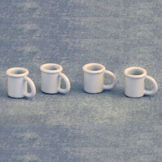 4 White Mugs