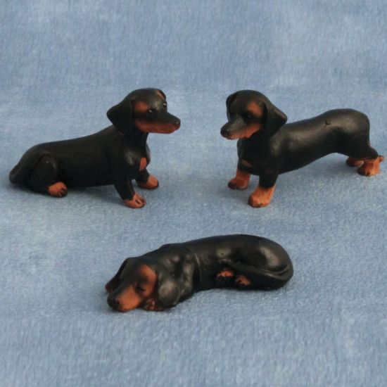 Daschund Dog Figures pk3