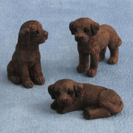 Labrador Puppy Chocolate Figures pk3