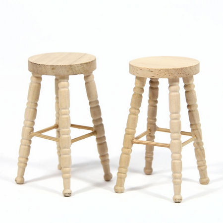 Natural Wood Bar Stools x2