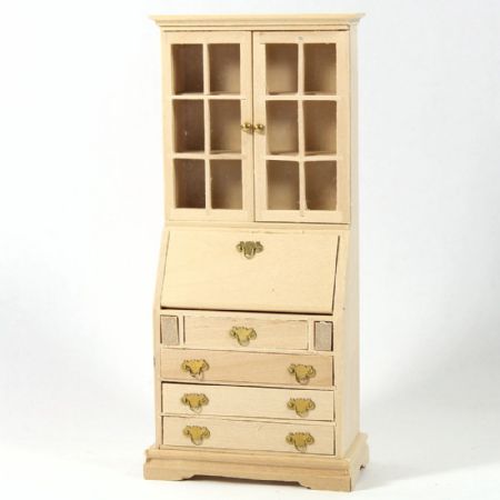 Book Case Bureau - 1:12 Scale - Plain Wood