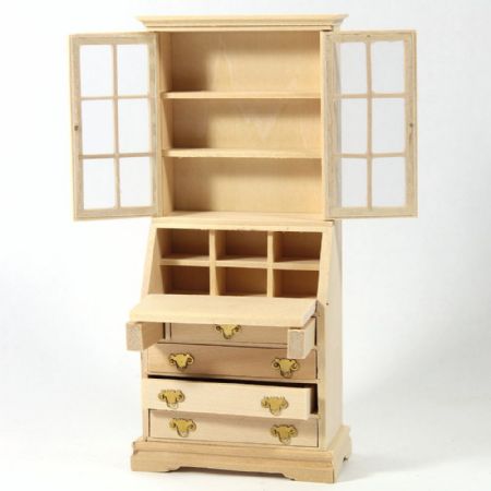 Book Case Bureau - 1:12 Scale - Plain Wood #2