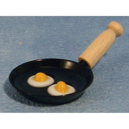 Dolls House Frying Pan with Eggs