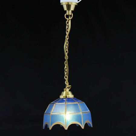 Hanging Tiffany Style Dolls House Light - Blue Shade