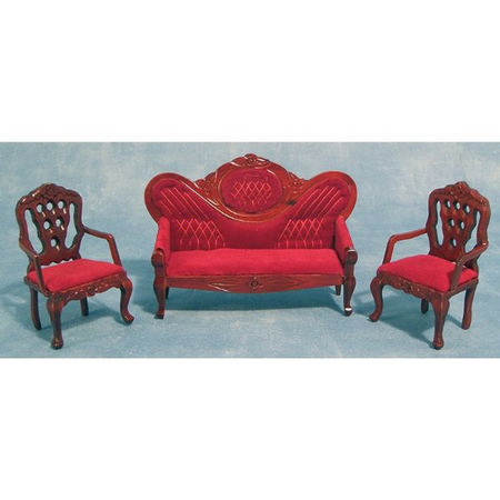 Red Dolls House Sofa & Chairs