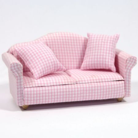 Modern Pink Gingham Pattern Sofa