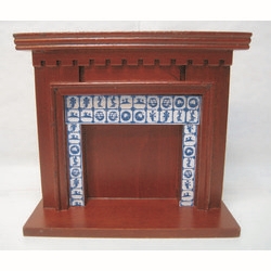 Mahogany Fireplace with Tiled Surround