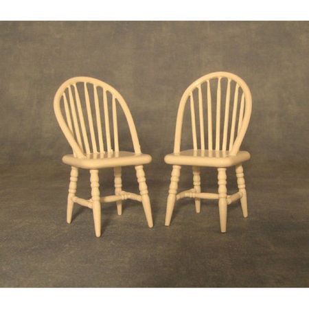 2x White Spindleback Chairs for Dolls House 1:12 Scale