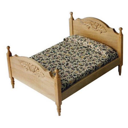 Pine Double Bed for Dolls House