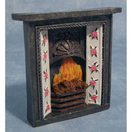 Victorian Style Fireplace with Fire