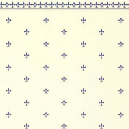 Fleur de Lys Dolls House Wallpaper -Blue / Ivory