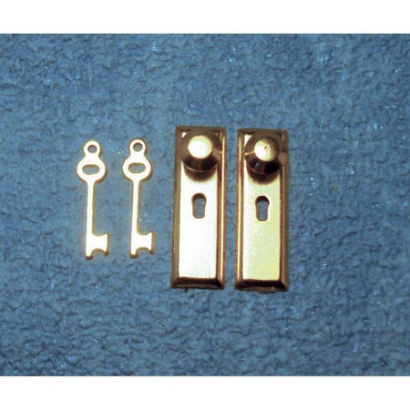 2 Brass Door Knob Plates and Key Set