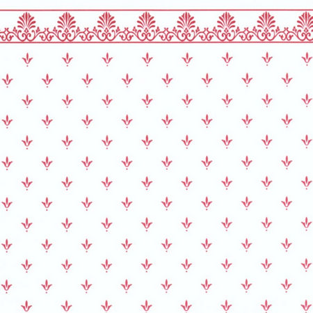 Regal Red on White Dolls House Wallpaper