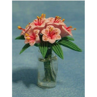 Miniature Pink Lillies in Clear Vase