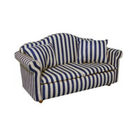 Blue & White Stripy Dolls House Sofa