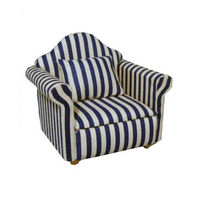 Blue & White Stripy Dolls House Armchair