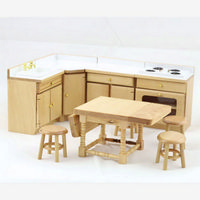 Pine Dolls House Kitchen Set