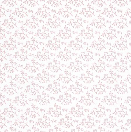 Julia Pink on White Dolls House Wallpaper